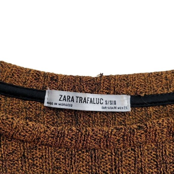 Zara Sweater Medium Womens Brown Ribbed Button Front Long Sleeve Knit Pullover - Picture 7 of 10